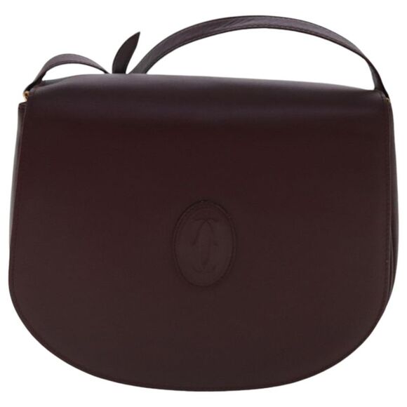 Cartier Handbags - Cartier Must De Cartier Burgundy Leather Shoulder Bag (Pre-Owned)